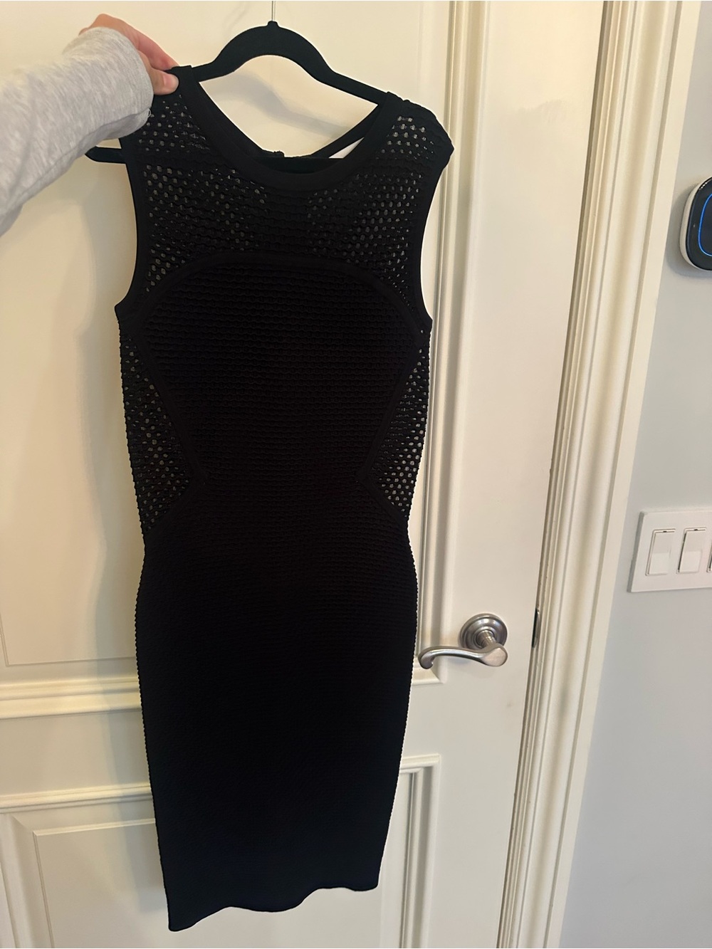 Black Midi Sleeveless Mesh Detail Bodycon Dress